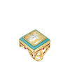 Lalique Ring - Arethuse - Turquoise Clear Crystal & Gold Vermeil, Size 7