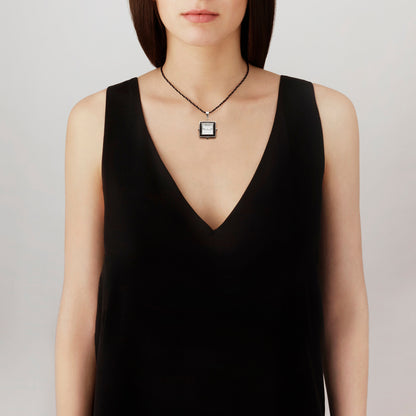 Lalique Pendant - Arethuse - Clear, Black Lacquer, Sterling Silver