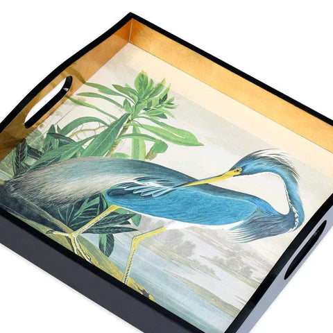 Caspari Audubon Heron Sq Tray