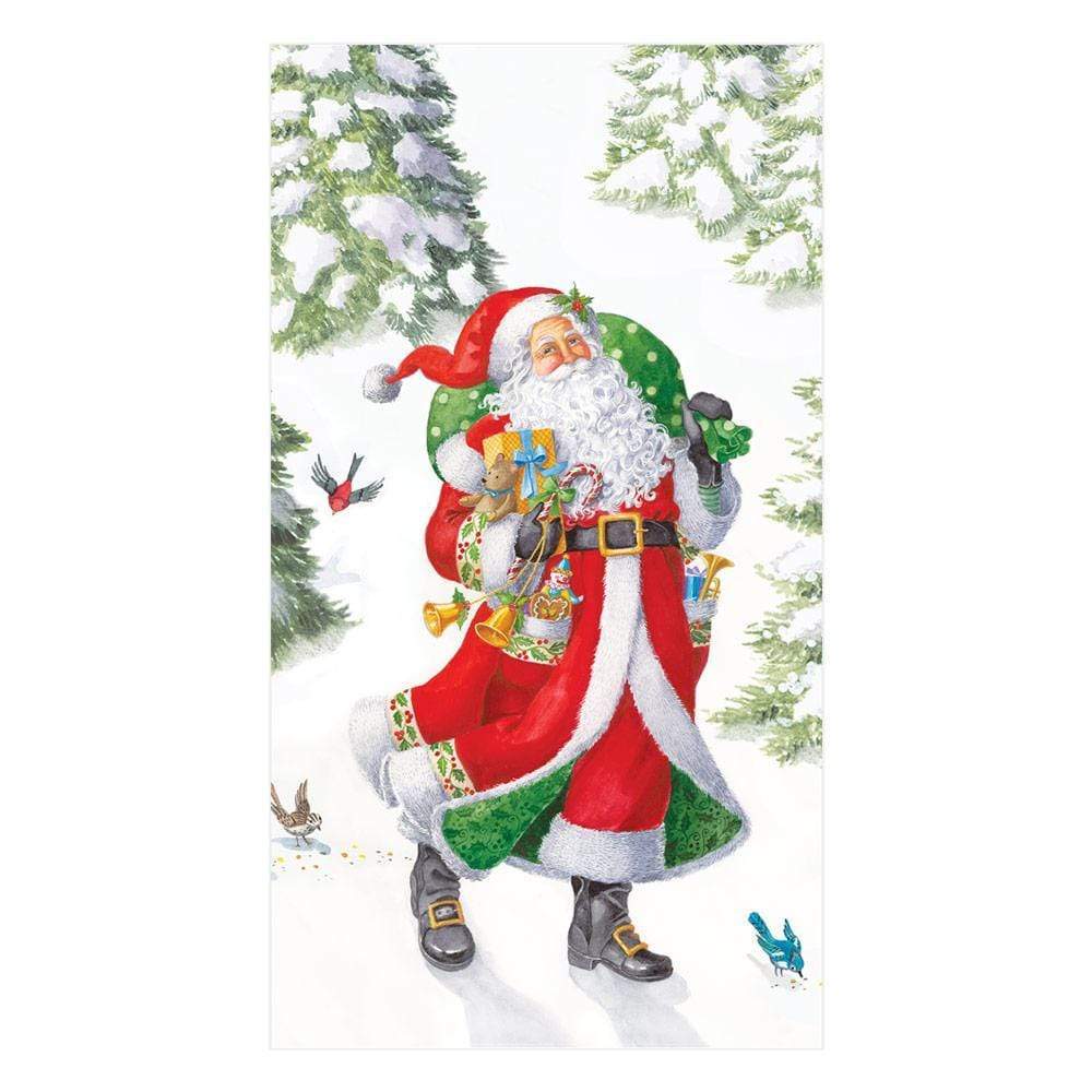 Caspari Woodland Santa Guest Towel Napkins - Thumbnail 3