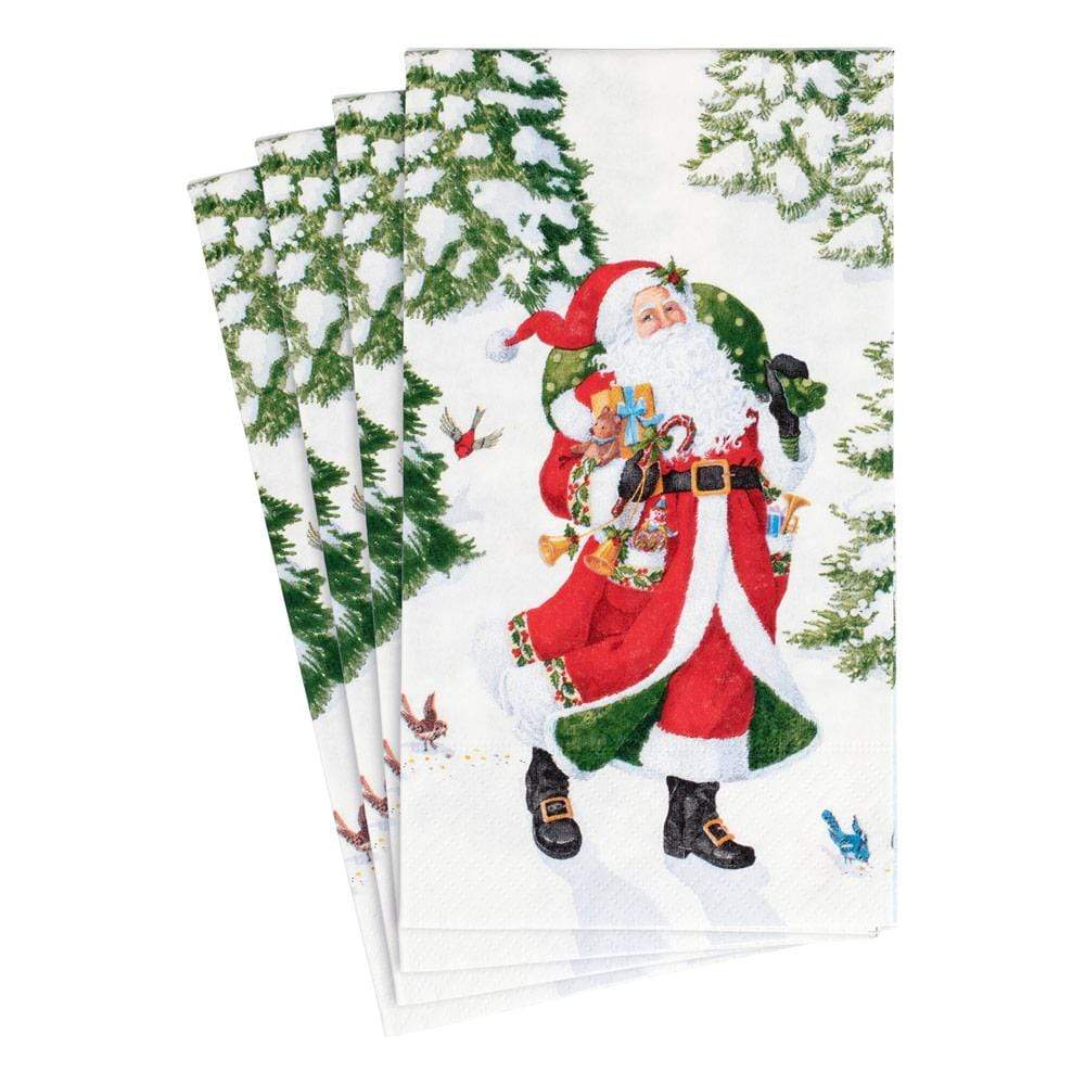 Caspari Woodland Santa Guest Towel Napkins