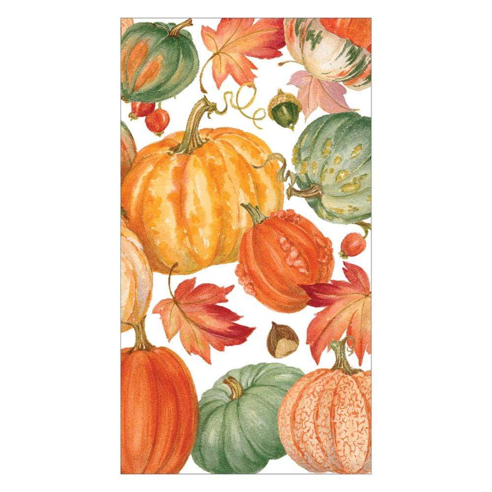 Caspari Guest Towels: Pumpkin Field - White