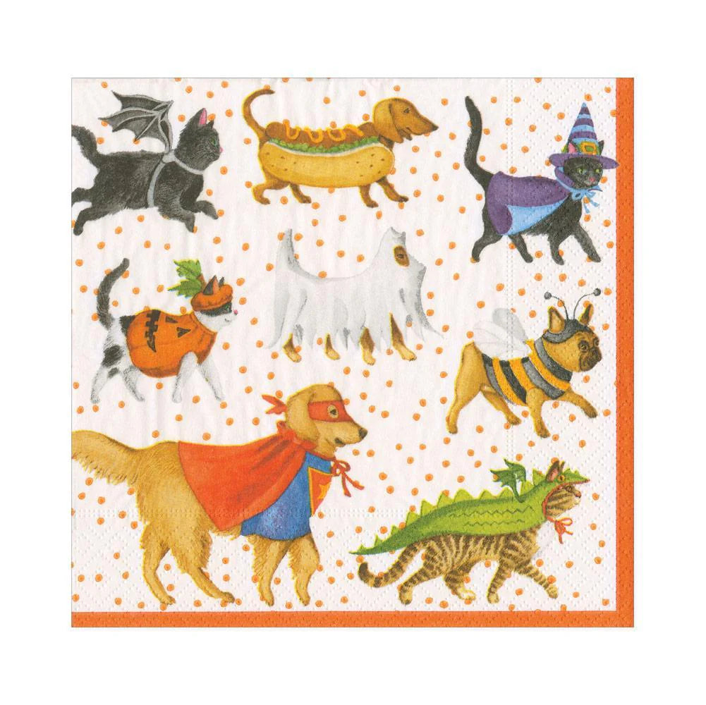 Caspari Luncheon Napkins: Pets in Costume (Halloween)