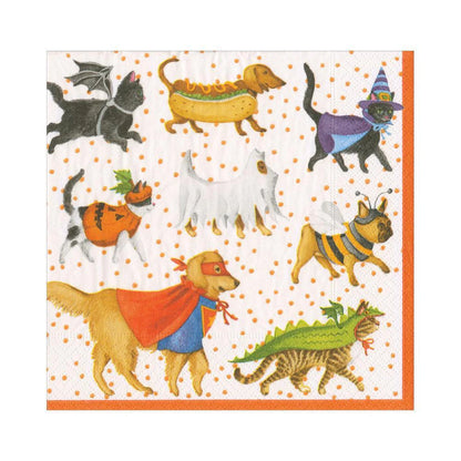 Caspari Luncheon Napkins: Pets in Costume (Halloween)