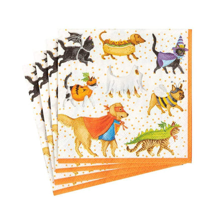 Caspari Luncheon Napkins: Pets in Costume (Halloween)