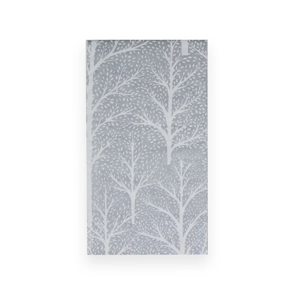 Caspari Guest Towels: Winter Trees - Silver & White