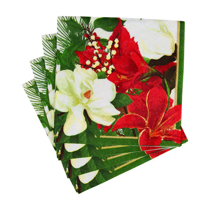 Caspari Cocktail Napkins: Christmas Garden