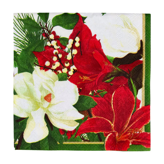 Caspari Cocktail Napkins: Christmas Garden