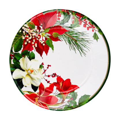 Caspari Dinner Plates: Christmas Garden