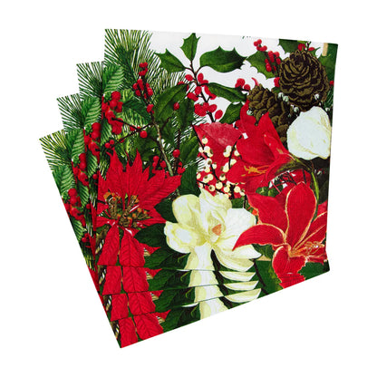 Caspari Luncheon Napkins: Christmas Garden