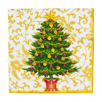 Caspari Luncheon Napkins: Gilded Tree