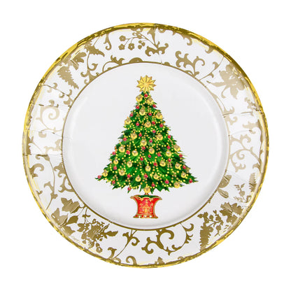 Caspari Salad/Dessert Plates: Gilded Tree