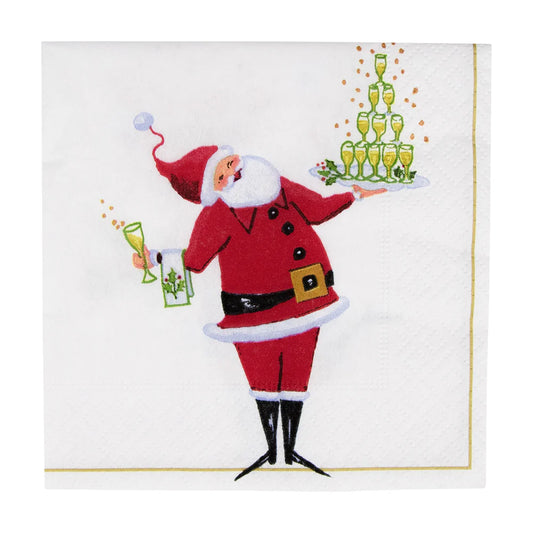 Caspari Cocktail Napkins: Santa Serving Drinks