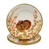 Caspari Turkey and Berries Paper Salad/Dessert Plates - Round