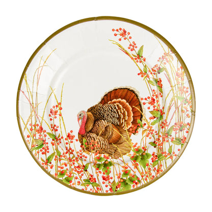 Caspari Salad/Dessert Plates: Turkey and Berries