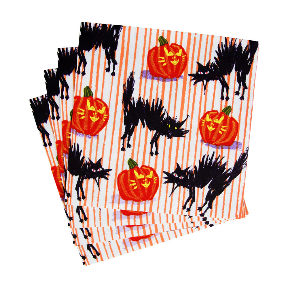 Caspari Luncheon Napkins: Halloween Cats
