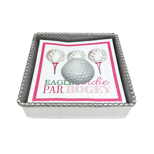 Mariposa Napkin Box Set - Beaded - White Golf Ball Weight