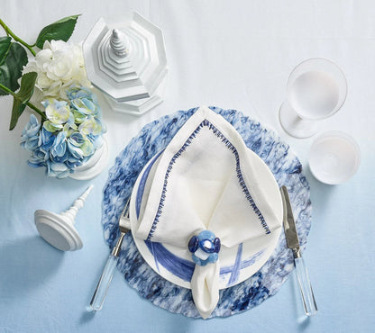 Kim Seybert Placemats: Wave in White & Navy, Set of 4