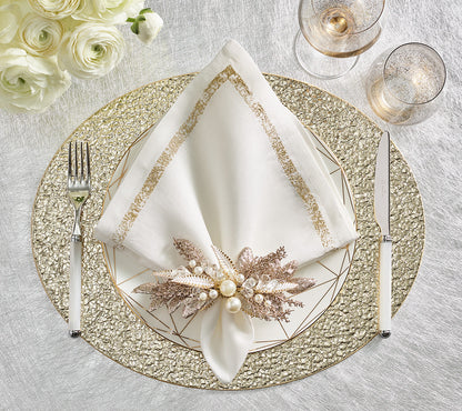 Kim Seybert Napkin: Impression in White & Gold
