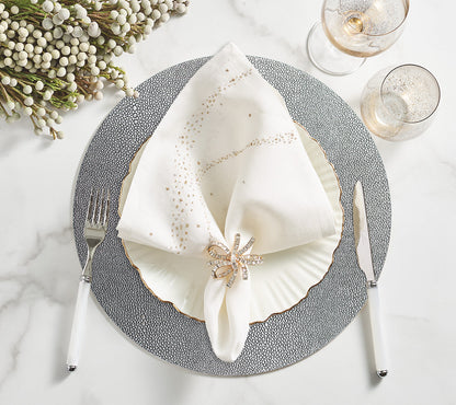 Kim Seybert Napkin Rings: Jeweled Bow in Gold & Crystal, Set of 4