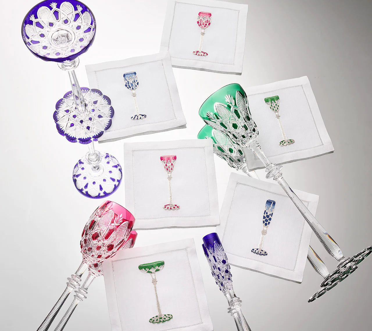 Kim Seybert Cocktail Napkins: BACCARAT Tsar in Multi, Set of 6