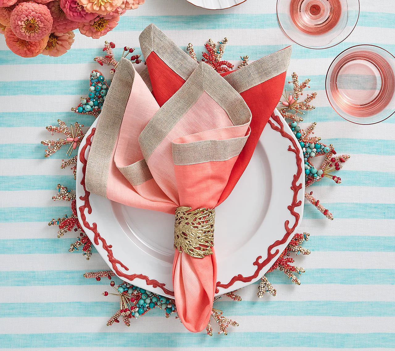 Kim Seybert Napkin Rings: Coral Cuff Set of 4