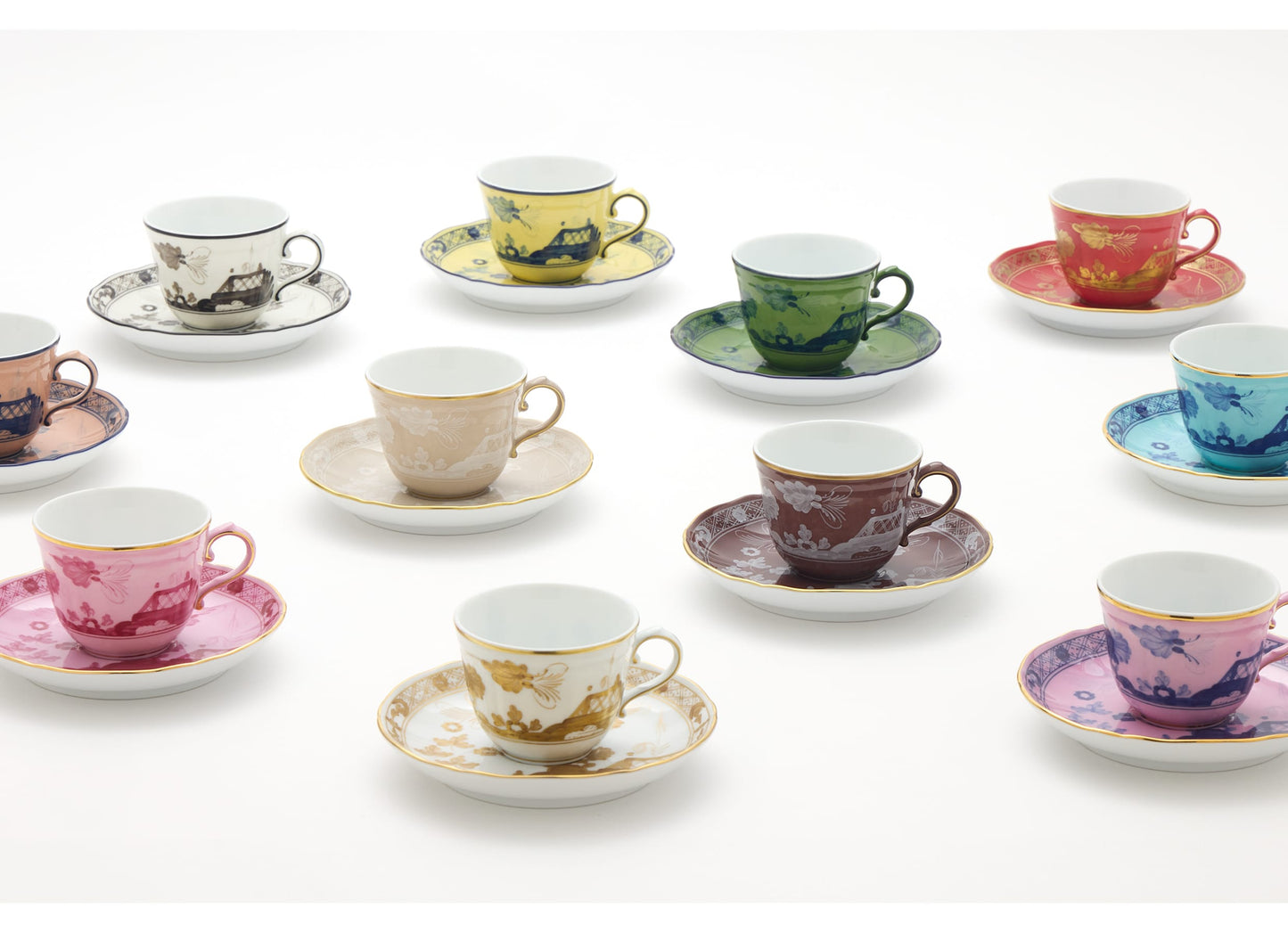 Ginori 1735 Oriente Italiano Coffee Cup -  Meringa (Beige w/Gold Threading)