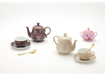 Ginori 1735 Oriente Italiano Tea Cup - Castagna (Brown w/Gold Threading)