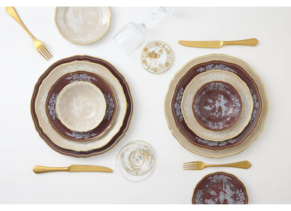Ginori 1735 Oriente Italiano Charger Plate - Castagna (Brown w/Gold Threading)