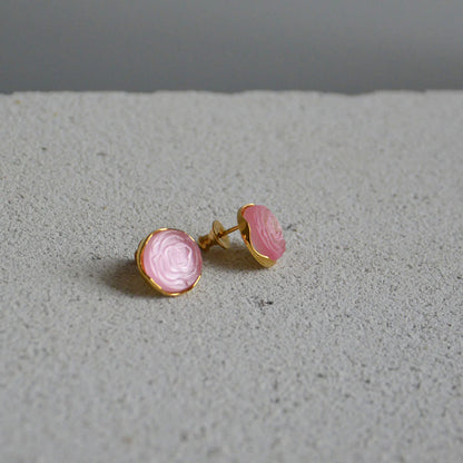 Lalique Pink Pivoine Earrings