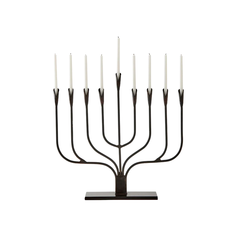 Menorah Iron petal candle holders on an iron rectangular base Jan Barb ...