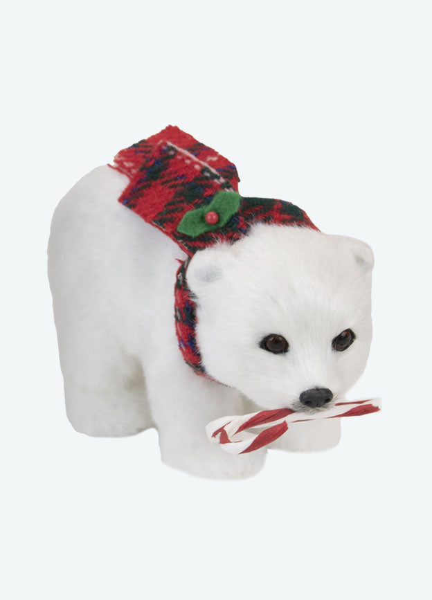Byers Choice Animal: Polar Bear with Candy Cane