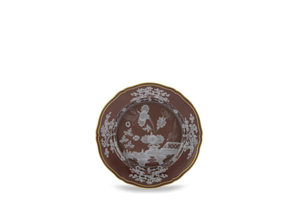 Ginori 1735 Oriente Italiano Dessert/Salad Plate - Castagna (Brown w/Gold Threading)