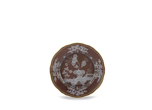 Ginori 1735 Oriente Italiano Dessert/Salad Plate - Castagna (Brown w/Gold Threading)