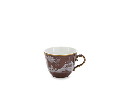 Ginori 1735 Oriente Italiano Coffee Cup -  Castagna (Brown w/Gold Threading)