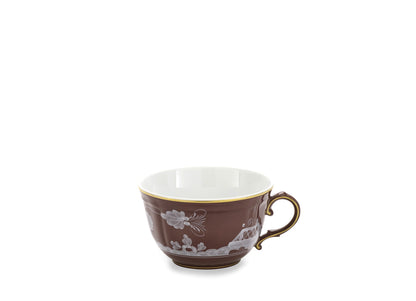 Ginori 1735 Oriente Italiano Tea Cup - Castagna (Brown w/Gold Threading)