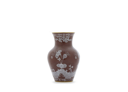 Ginori 1735 Oriente Italiano Ming Vase - Castagna (Brown w/Gold Threading)