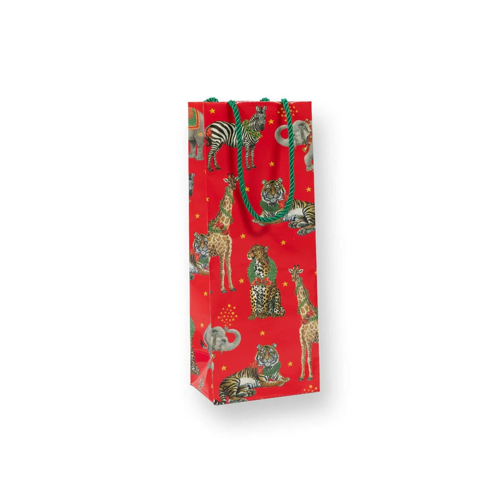 Caspari Bottle Bag: Wild Christmas - Red