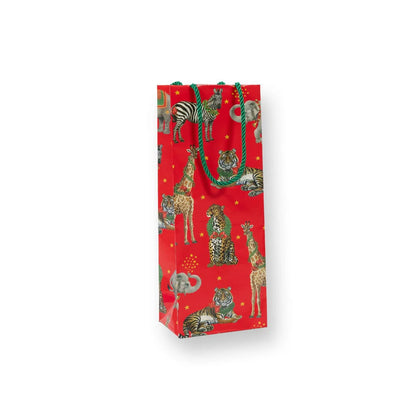 Caspari Bottle Bag: Wild Christmas - Red