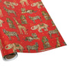 Caspari Gift Wrap Roll: Wild Christmas Embossed Foil - Red