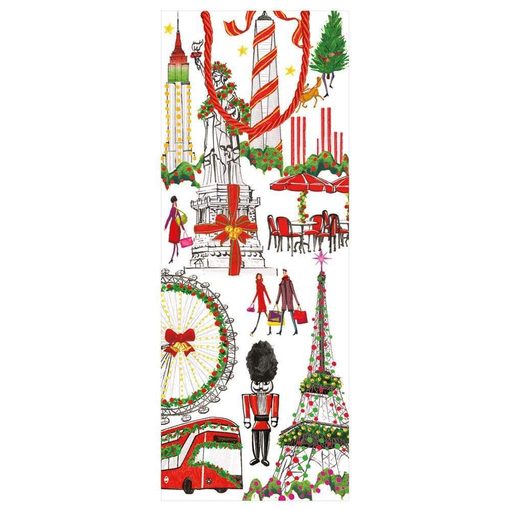 Caspari Bottle Bag: Cosmopolitan Christmas