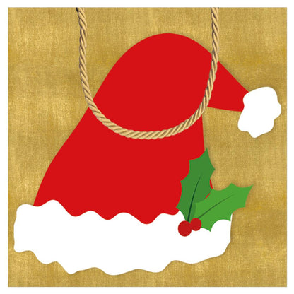 Caspari Gift Bag: Be Merry Santa Hat - Small Square