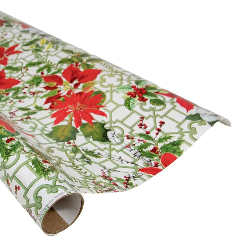 Caspari Gift Wrap Roll: Christmas Garden - White