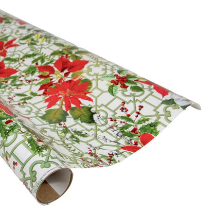 Caspari Gift Wrap Roll: Christmas Garden - White