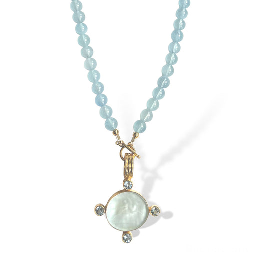 Dina Mackney Designs Necklace Set - Aquamarine Pegasus Intaglio Necklace