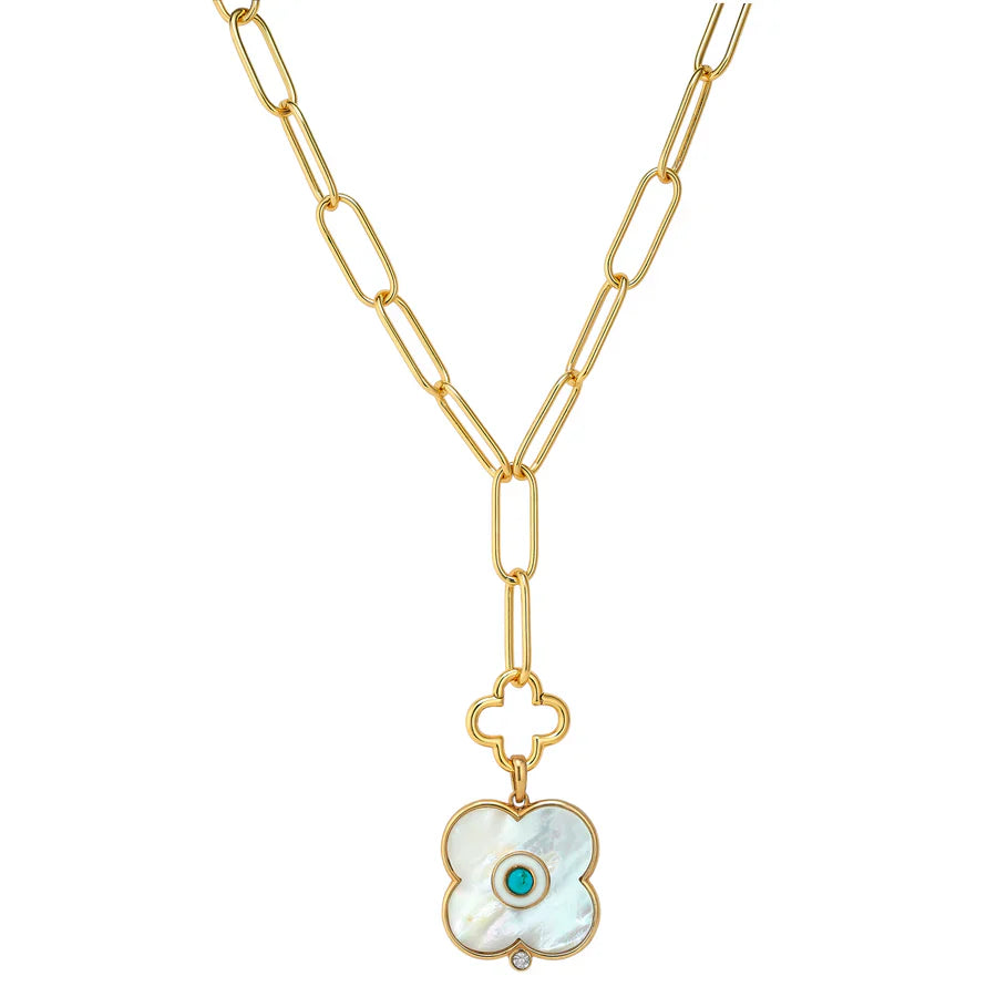 ASHA Evil Eye Charm LG + Clover Lariat