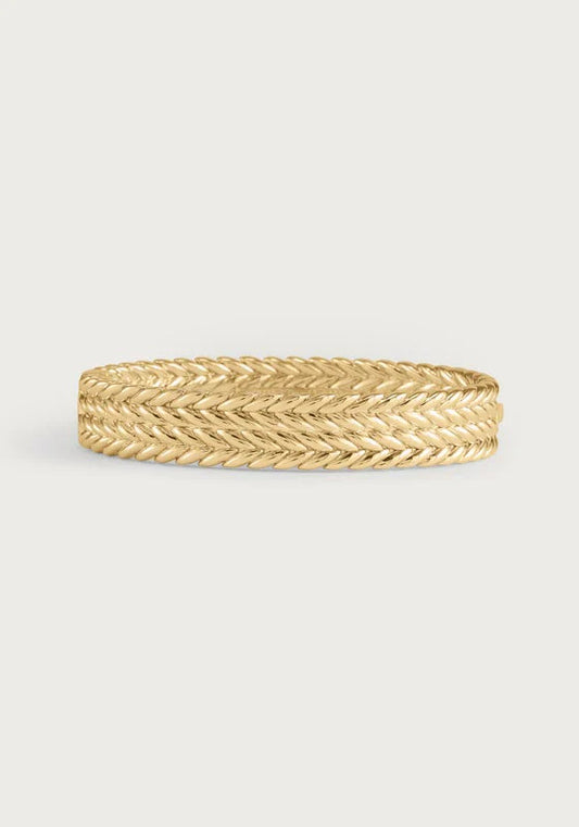 Anabel Aram Cheval Braid Hinged Bangle - Thick Gold