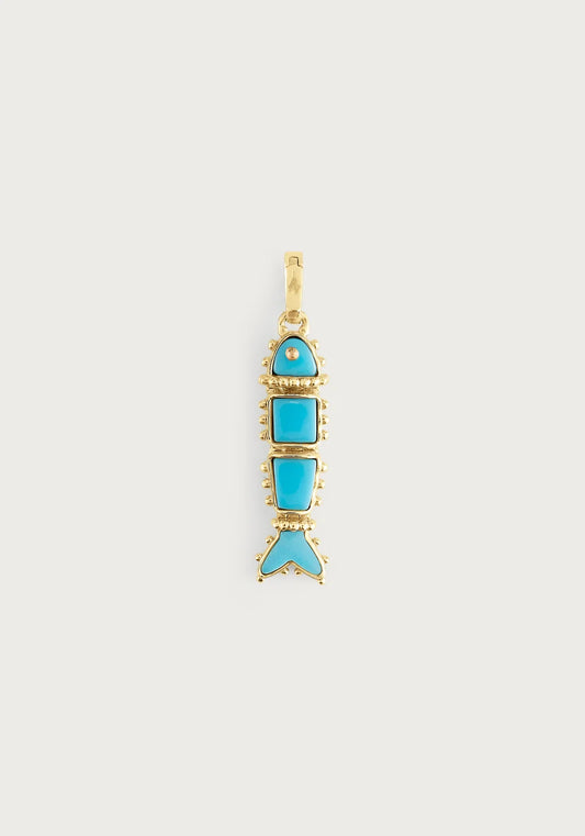 Anabel Aram Milos Stone Fish Charm Turquoise