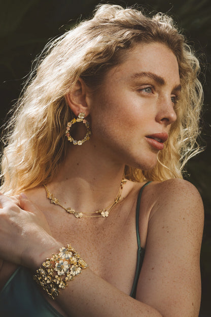 Anabel Aram Wildflowers Gold Wide Cuff