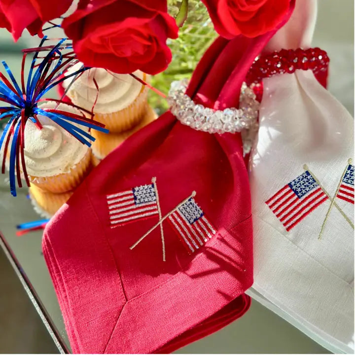 Arte Italica Napkin: American Flag Linen - Red